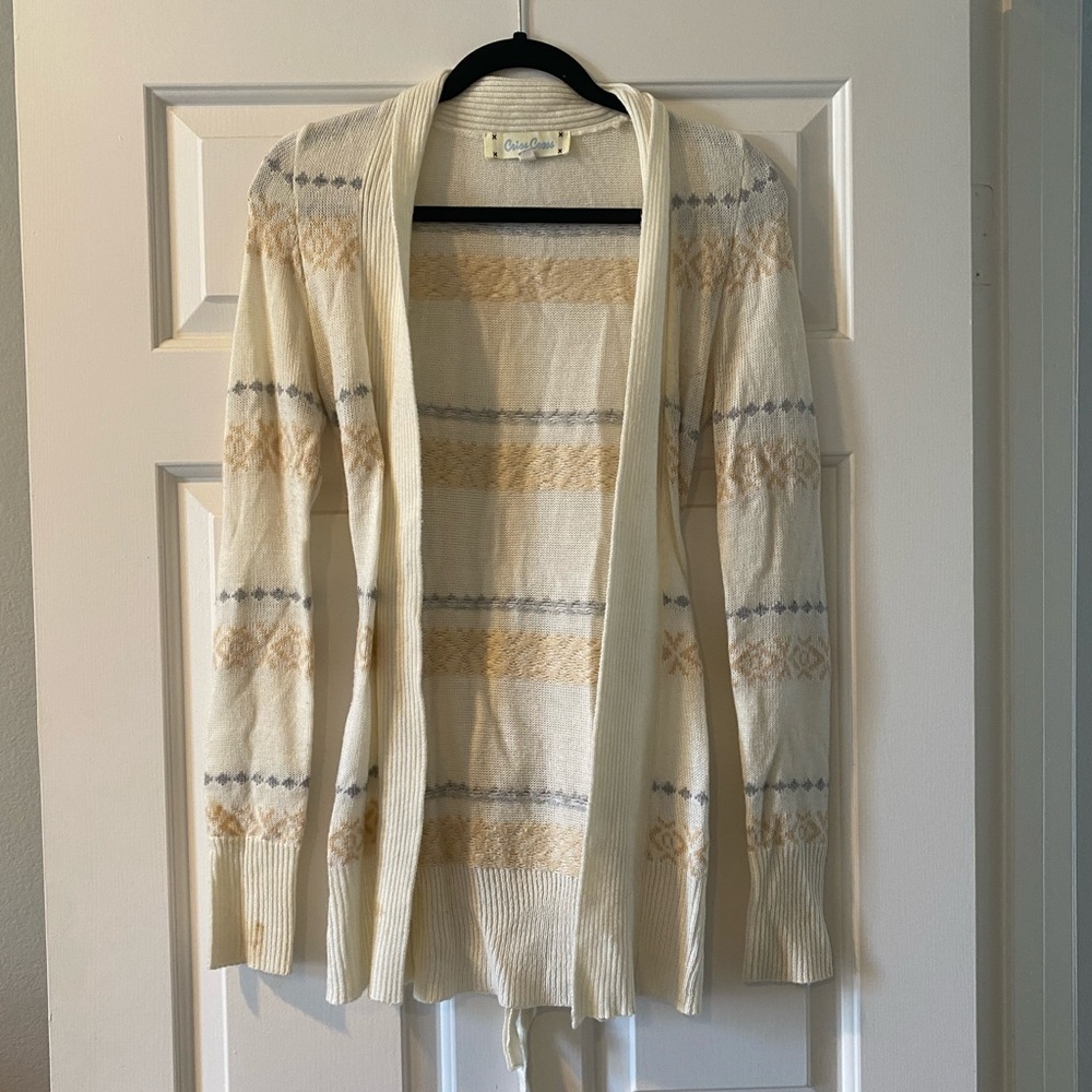 Cream Patterned Cardigan